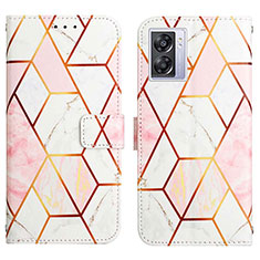 Leather Case Stands Fashionable Pattern Flip Cover Holder Y04B for OnePlus Nord N300 5G White