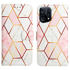 Leather Case Stands Fashionable Pattern Flip Cover Holder Y04B for Oppo Find X5 5G White