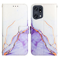 Leather Case Stands Fashionable Pattern Flip Cover Holder Y04B for Oppo Find X5 Pro 5G Purple