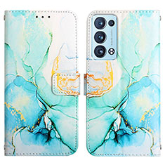 Leather Case Stands Fashionable Pattern Flip Cover Holder Y04B for Oppo Reno6 Pro+ Plus 5G Green