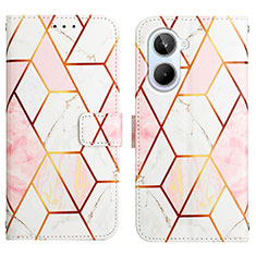 Leather Case Stands Fashionable Pattern Flip Cover Holder Y04B for Realme 10 4G White