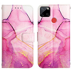 Leather Case Stands Fashionable Pattern Flip Cover Holder Y04B for Realme 7i RMX2193 Hot Pink