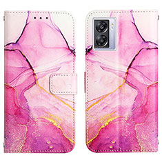 Leather Case Stands Fashionable Pattern Flip Cover Holder Y04B for Realme Narzo 50 5G Hot Pink