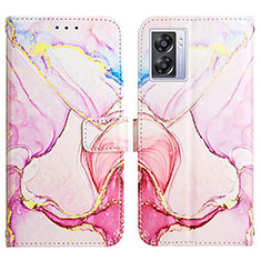 Leather Case Stands Fashionable Pattern Flip Cover Holder Y04B for Realme V23 5G Pink