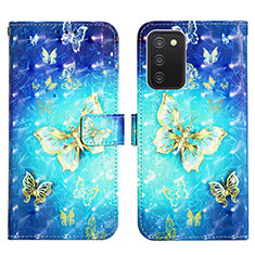 Leather Case Stands Fashionable Pattern Flip Cover Holder Y04B for Samsung Galaxy A02s Sky Blue