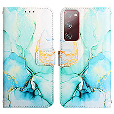 Leather Case Stands Fashionable Pattern Flip Cover Holder Y04B for Samsung Galaxy S20 FE 5G Green
