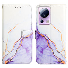 Leather Case Stands Fashionable Pattern Flip Cover Holder Y04B for Xiaomi Mi 12 Lite NE 5G Purple