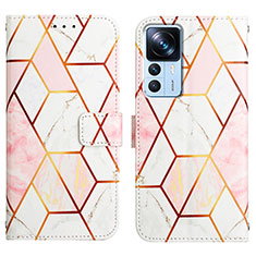 Leather Case Stands Fashionable Pattern Flip Cover Holder Y04B for Xiaomi Mi 12T 5G White