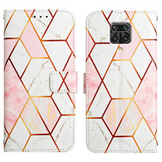 Leather Case Stands Fashionable Pattern Flip Cover Holder Y04B for Xiaomi Poco M2 Pro White