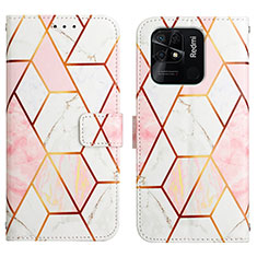Leather Case Stands Fashionable Pattern Flip Cover Holder Y04B for Xiaomi Redmi 10 Power White