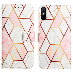 Leather Case Stands Fashionable Pattern Flip Cover Holder Y04B for Xiaomi Redmi 9A White