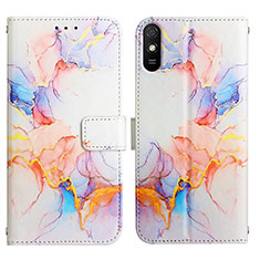 Leather Case Stands Fashionable Pattern Flip Cover Holder Y04B for Xiaomi Redmi 9i Blue