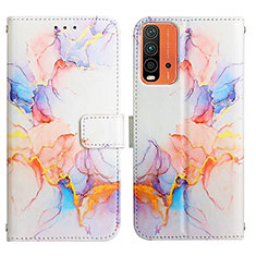 Leather Case Stands Fashionable Pattern Flip Cover Holder Y04B for Xiaomi Redmi 9T 4G Blue