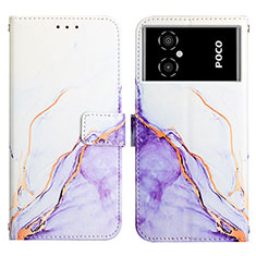 Leather Case Stands Fashionable Pattern Flip Cover Holder Y04B for Xiaomi Redmi Note 11R 5G Purple