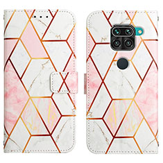 Leather Case Stands Fashionable Pattern Flip Cover Holder Y04B for Xiaomi Redmi Note 9 White