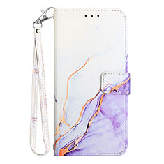 Leather Case Stands Fashionable Pattern Flip Cover Holder Y05B for Samsung Galaxy A52 5G Purple