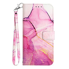 Leather Case Stands Fashionable Pattern Flip Cover Holder Y05B for Samsung Galaxy M12 Hot Pink