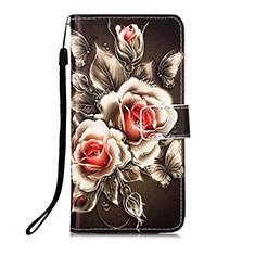 Leather Case Stands Fashionable Pattern Flip Cover Holder Y05B for Samsung Galaxy S21 5G Black