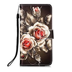 Leather Case Stands Fashionable Pattern Flip Cover Holder Y05B for Samsung Galaxy S22 Plus 5G Black