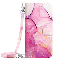 Leather Case Stands Fashionable Pattern Flip Cover Holder YB1 for Nokia C12 Hot Pink