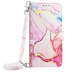 Leather Case Stands Fashionable Pattern Flip Cover Holder YB1 for Nokia C12 Pink