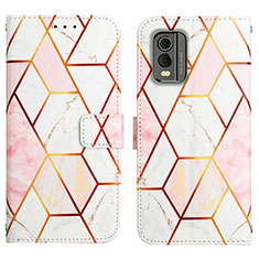 Leather Case Stands Fashionable Pattern Flip Cover Holder YB1 for Nokia C210 White