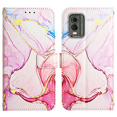 Leather Case Stands Fashionable Pattern Flip Cover Holder YB1 for Nokia C32 Pink
