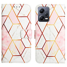 Leather Case Stands Fashionable Pattern Flip Cover Holder YB1 for Xiaomi Redmi Note 12 5G White