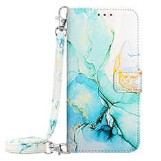 Leather Case Stands Fashionable Pattern Flip Cover Holder YB4 for Nokia C32 Green