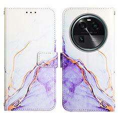 Leather Case Stands Fashionable Pattern Flip Cover Holder YB4 for Oppo Find X6 5G Purple