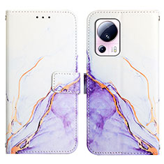 Leather Case Stands Fashionable Pattern Flip Cover Holder YB4 for Xiaomi Mi 12 Lite NE 5G Purple