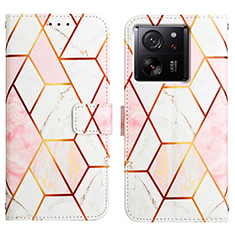 Leather Case Stands Fashionable Pattern Flip Cover Holder YB4 for Xiaomi Mi 13T Pro 5G White