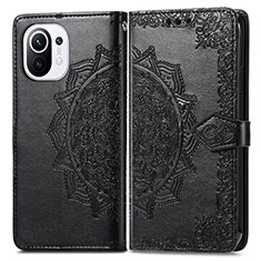 Leather Case Stands Fashionable Pattern Flip Cover L01 Holder for Xiaomi Mi 11 5G Black
