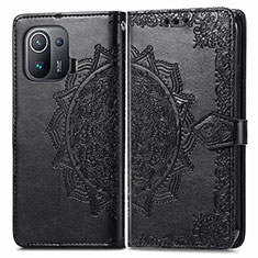 Leather Case Stands Fashionable Pattern Flip Cover L01 Holder for Xiaomi Mi 11 Pro 5G Black