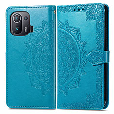 Leather Case Stands Fashionable Pattern Flip Cover L01 Holder for Xiaomi Mi 11 Pro 5G Blue