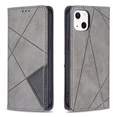 Leather Case Stands Fashionable Pattern Flip Cover L04 Holder for Apple iPhone 13 Gray