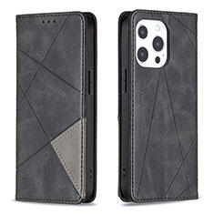 Leather Case Stands Fashionable Pattern Flip Cover L04 Holder for Apple iPhone 13 Pro Max Black