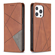 Leather Case Stands Fashionable Pattern Flip Cover L04 Holder for Apple iPhone 13 Pro Max Brown