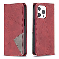 Leather Case Stands Fashionable Pattern Flip Cover L04 Holder for Apple iPhone 13 Pro Red