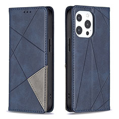 Leather Case Stands Fashionable Pattern Flip Cover L04 Holder for Apple iPhone 14 Pro Blue
