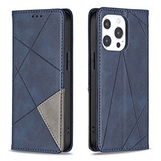 Leather Case Stands Fashionable Pattern Flip Cover L04 Holder for Apple iPhone 14 Pro Max Blue