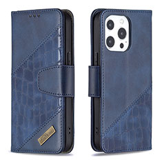 Leather Case Stands Fashionable Pattern Flip Cover L05 Holder for Apple iPhone 13 Pro Blue