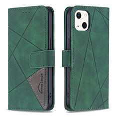 Leather Case Stands Fashionable Pattern Flip Cover L06 Holder for Apple iPhone 13 Green