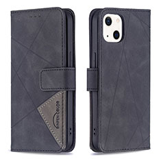 Leather Case Stands Fashionable Pattern Flip Cover L06 Holder for Apple iPhone 13 Mini Black