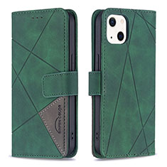 Leather Case Stands Fashionable Pattern Flip Cover L06 Holder for Apple iPhone 13 Mini Green