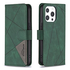 Leather Case Stands Fashionable Pattern Flip Cover L06 Holder for Apple iPhone 13 Pro Max Green