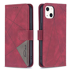 Leather Case Stands Fashionable Pattern Flip Cover L06 Holder for Apple iPhone 13 Red