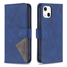 Leather Case Stands Fashionable Pattern Flip Cover L06 Holder for Apple iPhone 14 Blue
