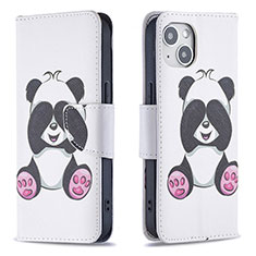 Leather Case Stands Fashionable Pattern Flip Cover L07 Holder for Apple iPhone 14 White