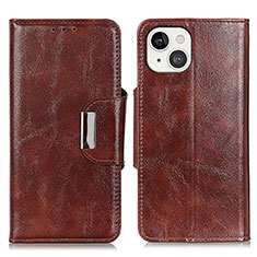 Leather Case Stands Flip Cover A01 Holder for Apple iPhone 13 Mini Brown